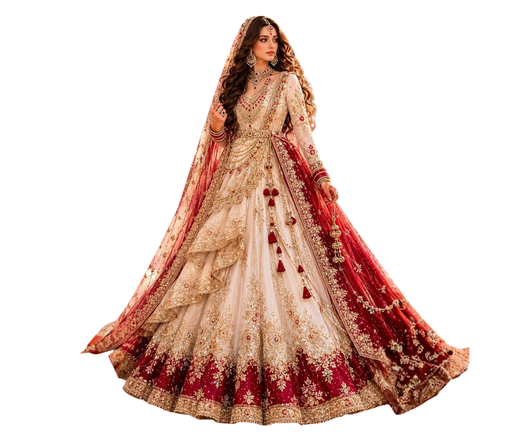 Velvet Royal Crimson Bridal Lehenga - front